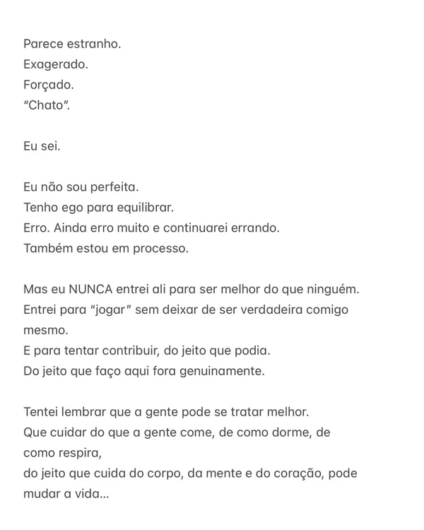 Aline Campos compartilhou carta aberta após eliminação no BBB 26 por Reprodução/Instagram