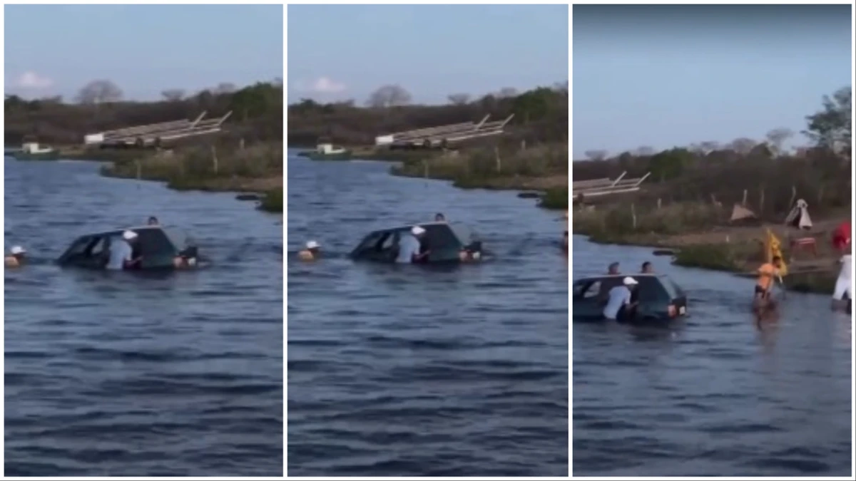 Motorista perde controle e carro cai no Rio Paraguaçu