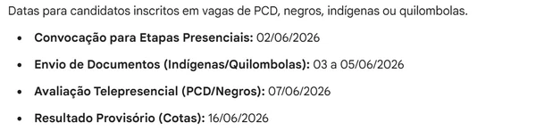 Cronograma do concurso por Reprodução