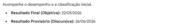 Cronograma do concurso por Reprodução