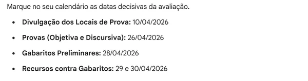 Cronograma do concurso por Reprodução