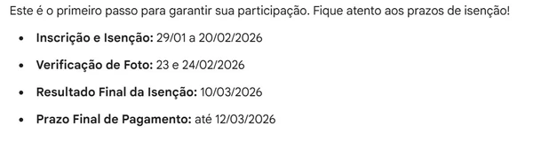 Cronograma do concurso por Reprodução