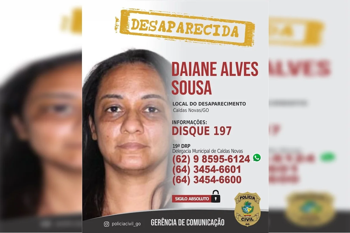 Daiane Alves de Souza, de 43 anos, desapareceu na noite de 17 de dezembro por Reprodução