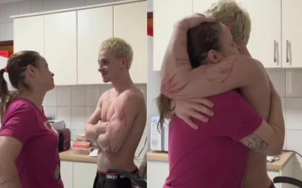 Juliano Floss contando para a mãe que iria para o BBB 26