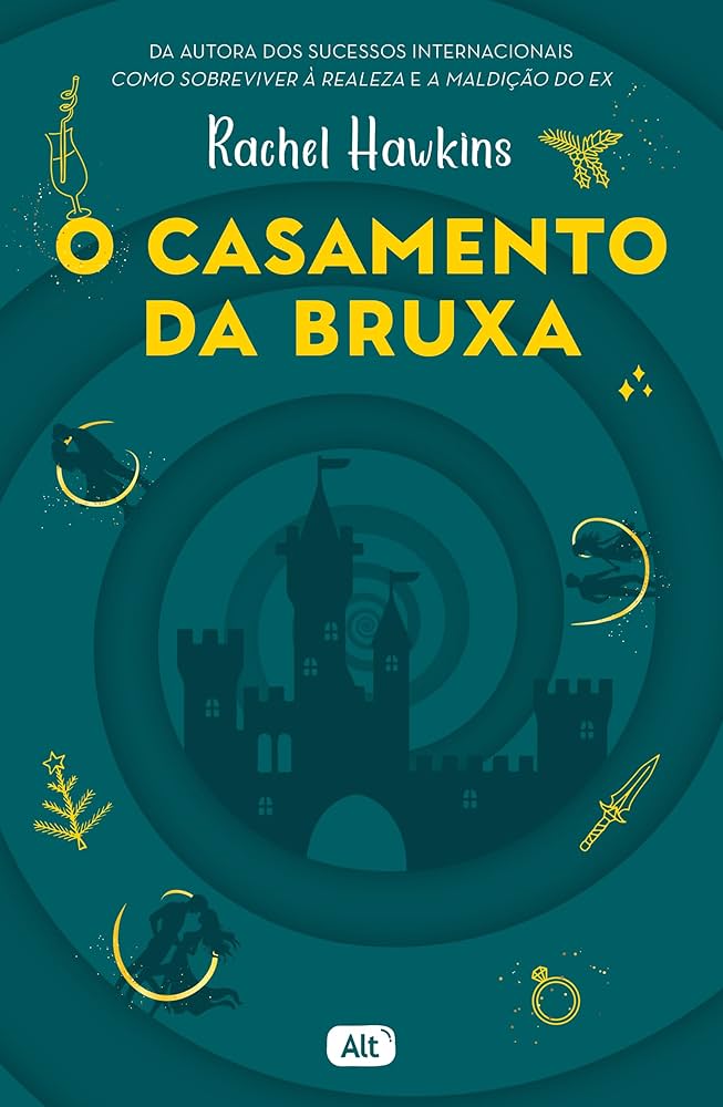 O casamento da bruxa, de Rachel Hawkins (Alt). Viver isolado sempre foi a especialidade de Bowen Penhallow. Mas quando Declan, seu melhor amigo (e também um fantasma), pede que ele compareça a um casamento bruxo em uma mansão no interior do País de Gales, Bowen aceita a contragosto.Tamsyn Bligh não é bruxa, mas só tem uma carreira graças a elas. Como comerciante de artefatos mágicos raros, os negócios de Tamsyn nem sempre estão dentro da lei, embora ela esteja tentando mudar isso. E agora, com um convite em mãos para um casamento bruxo, ela tem a esperança de finalmente fazer uma venda grande o suficiente para se aposentar. Quando um feitiço poderoso lança os dois para o passado da mansão, para outro casamento ocorrido em 1957, Bowen e Tamsyn precisarão trabalhar juntos para acabar com a maldição da casa e encontrar o caminho de volta ao presente.... por Reprodução