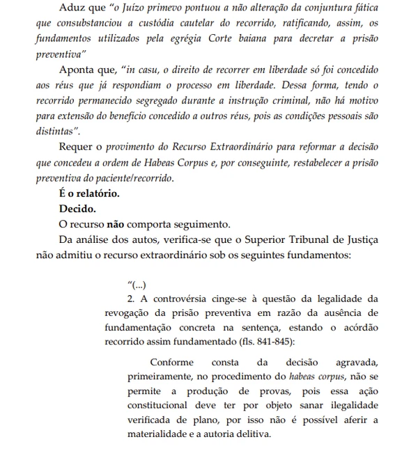Trecho da decisão que manteve PM em liberdade