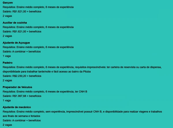 Vagas disponíveis nesta quinta-feira (29) por Reprodução