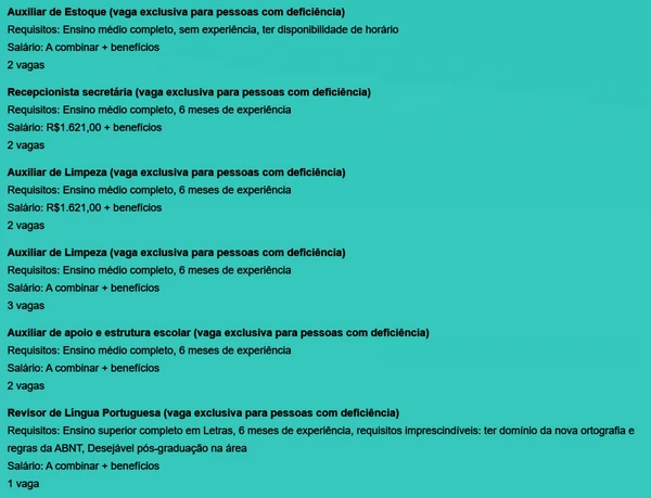 Vagas disponíveis nesta quinta-feira (29) por Reprodução