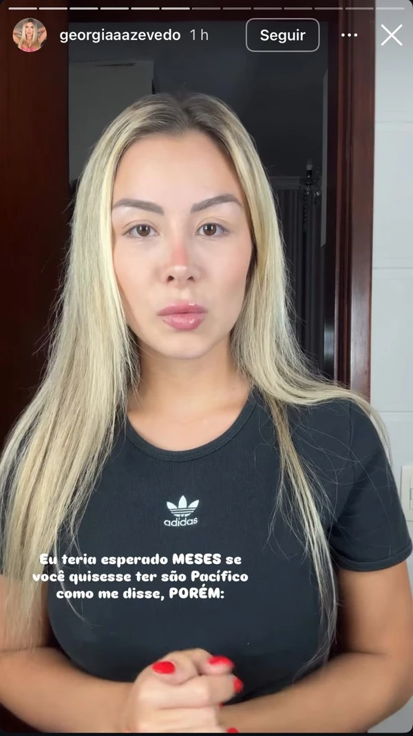 Georgia Azevedo nos Stories por Reprodução/Instagram