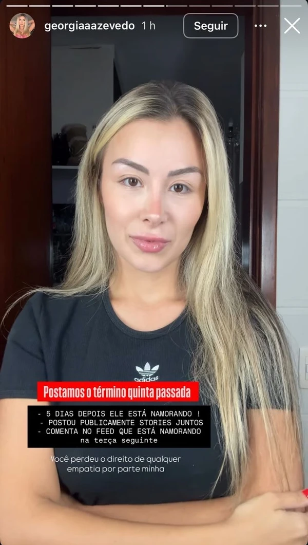 Georgia Azevedo nos Stories por Reprodução/Instagram