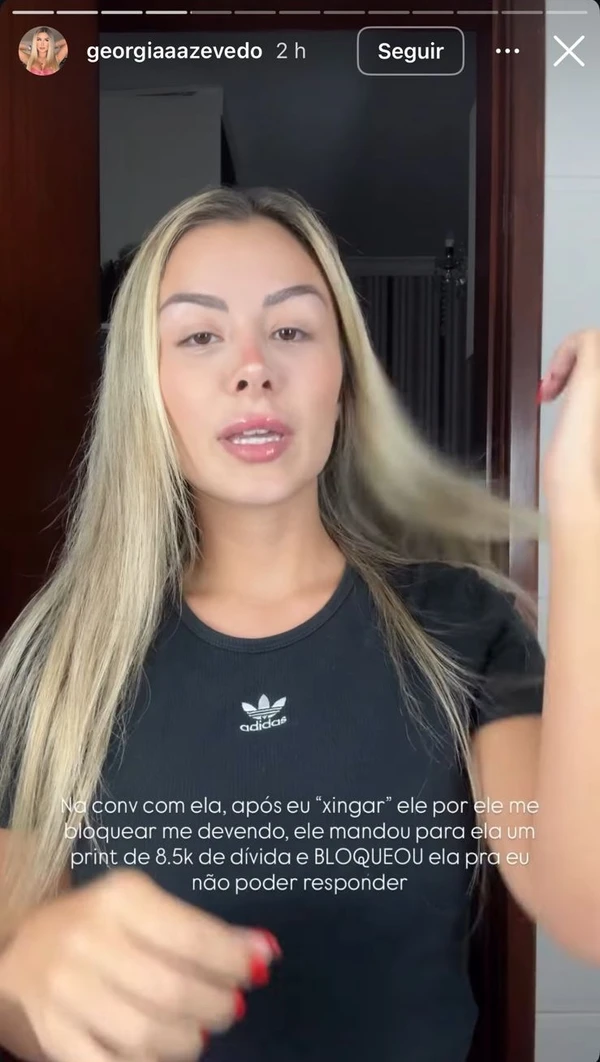 Georgia Azevedo nos Stories por Reprodução/Instagram
