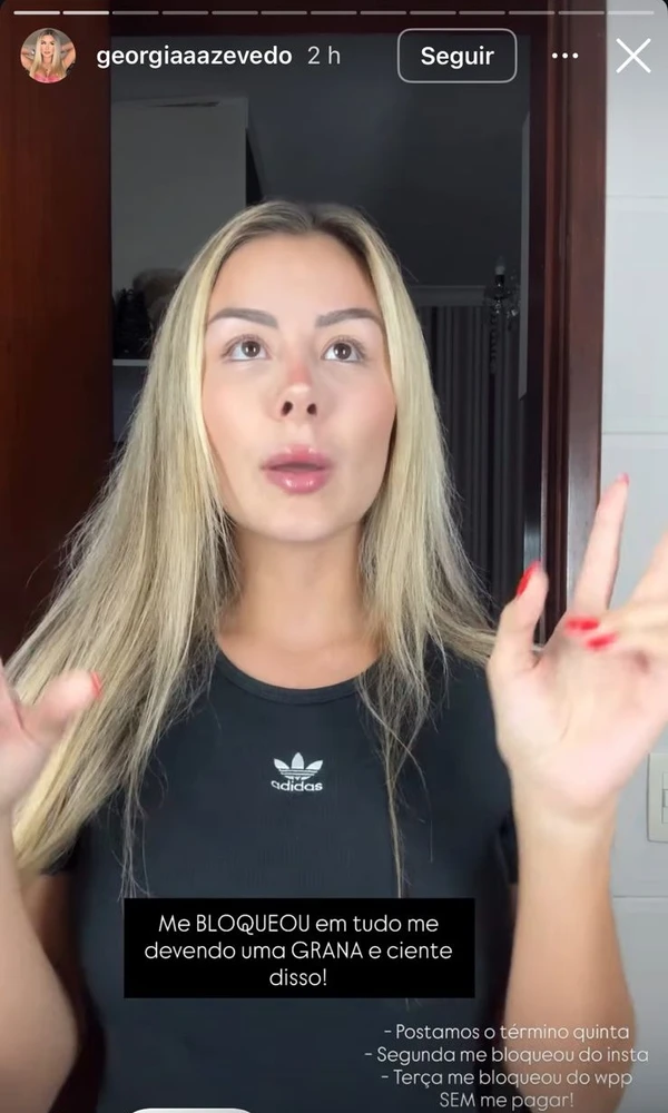 Georgia Azevedo nos Stories por Reprodução/Instagram