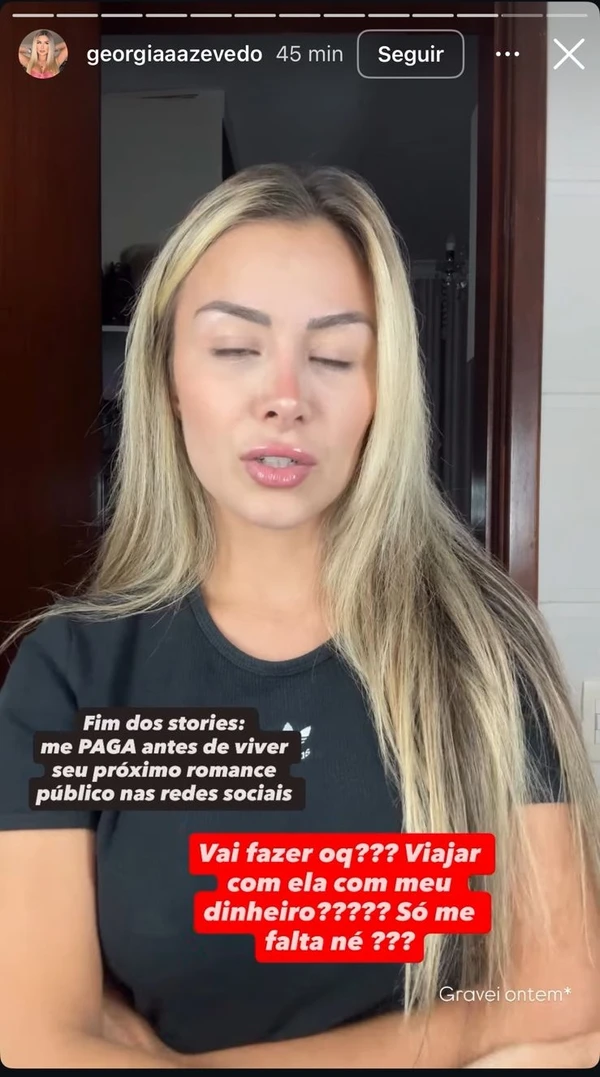 Georgia Azevedo nos Stories por Reprodução/Instagram