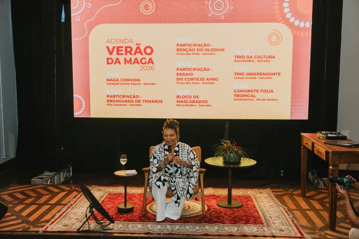 Anúncio da agenda de verão de Margareth Menezes por Victor Fernandez/Divulgação