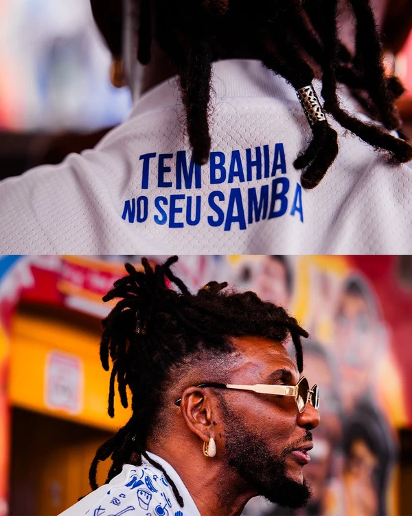 Beto Jamaica com a camisa especial para o Carnaval 2026 do Bahia por Letícia Martins/EC Bahia