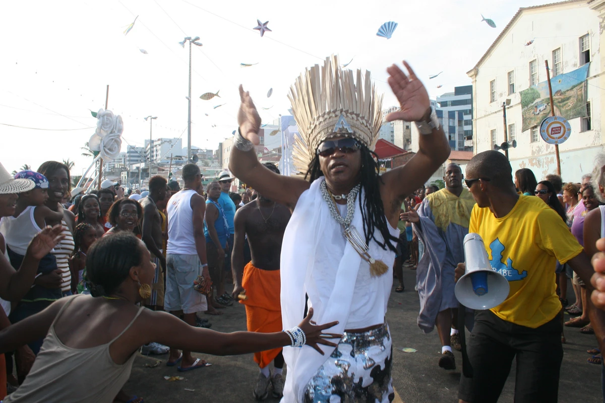 Carlinhos Brown no 2 de Fevereiro, em 2008 por Antonio Queiroz/Arquivo CORREIO