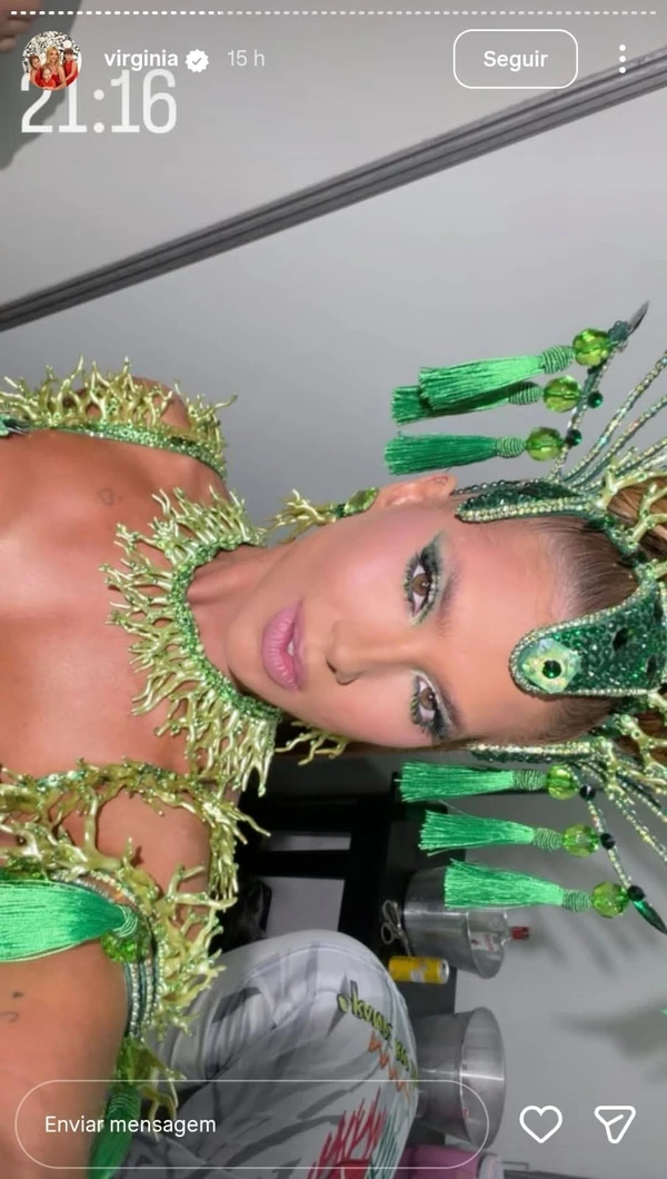 Virginia antes do ensaio da Grande Rio por Reprodução/Redes Sociais  