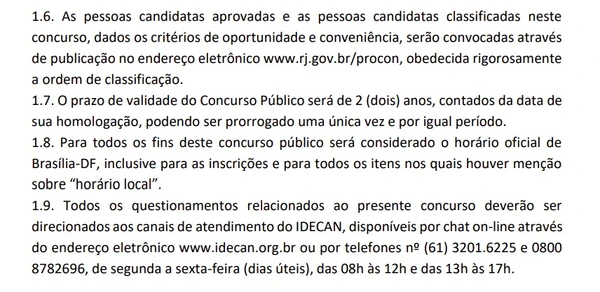 Abertas inscrições para concurso do Procon com salários de até R$ 6,2 mil e vagas a partir do nível médio por Captura de tela