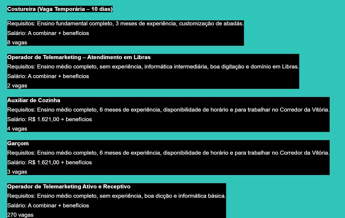 Confira vagas de emprego em Salvador por Captura de tela