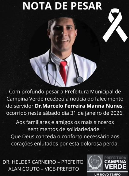 Nota de pesar da prefeitura da cidade por Reprodução