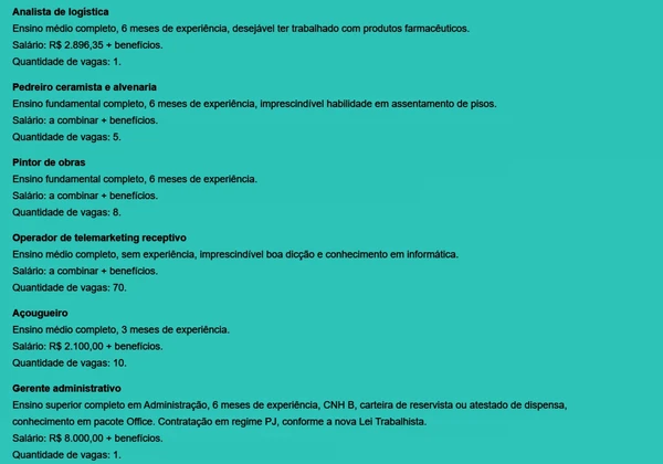 Veja todas as vagas disponíveis por Reprodução