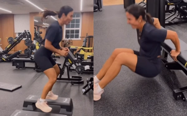 Ivete Sangalo treina focada na academia