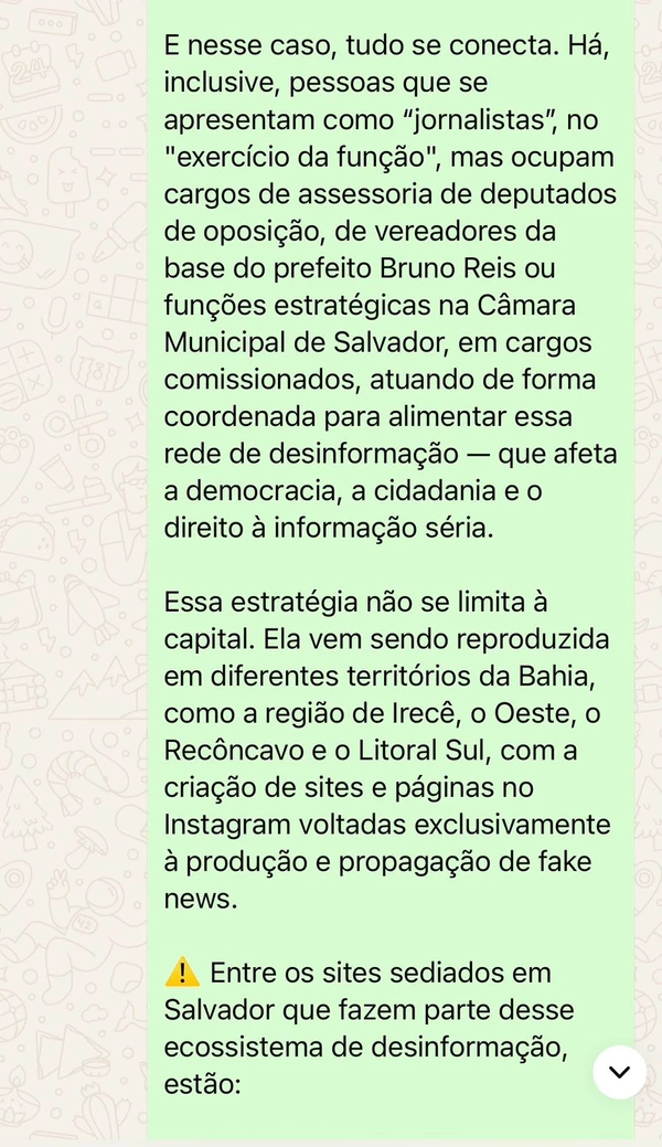 Texto apócrifo 4 por Reprodução/Whatsapp