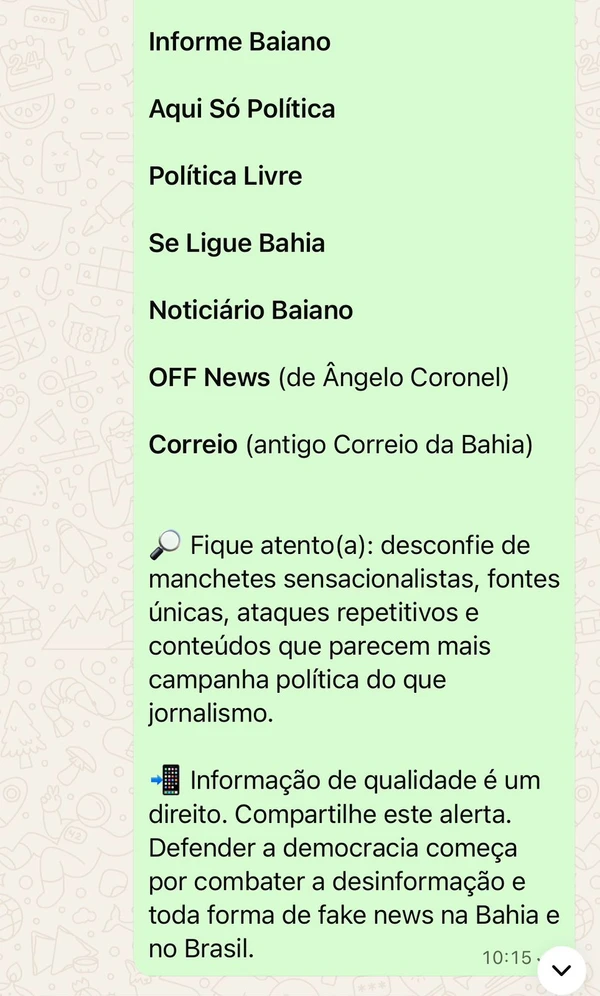 Texto apócrifo 5 por Reprodução/Whatsapp