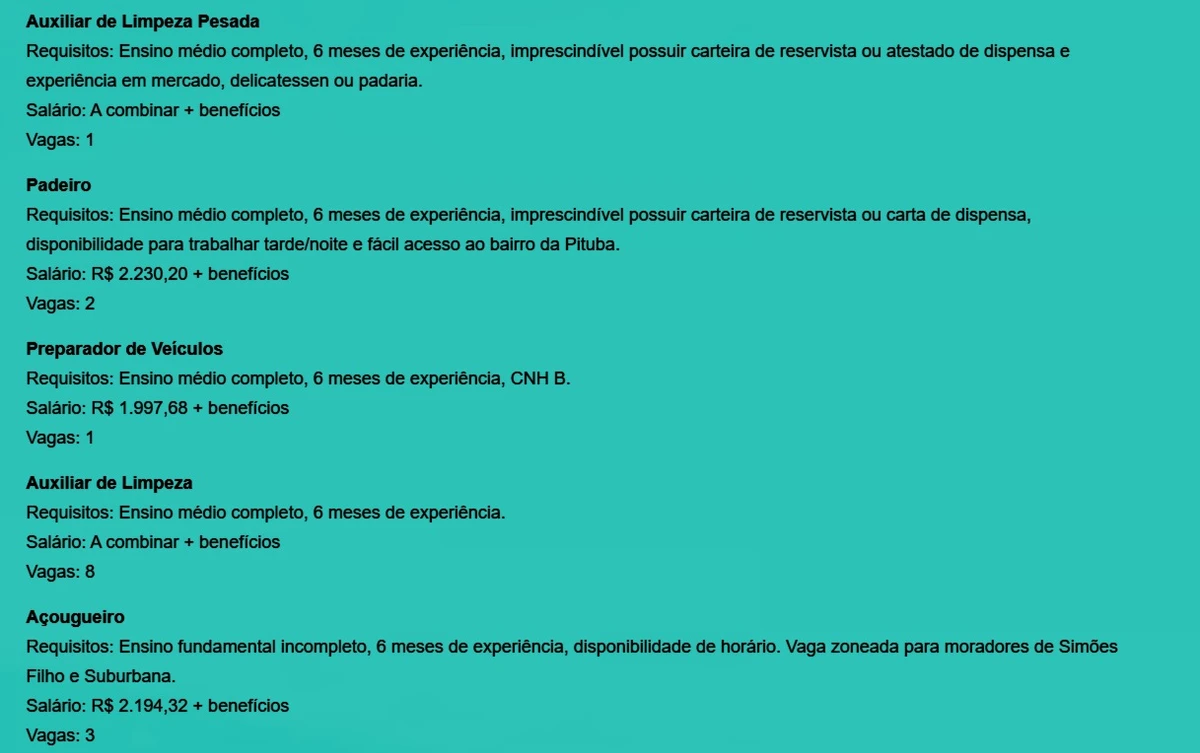 Veja vagas disponíveis por Reprodução