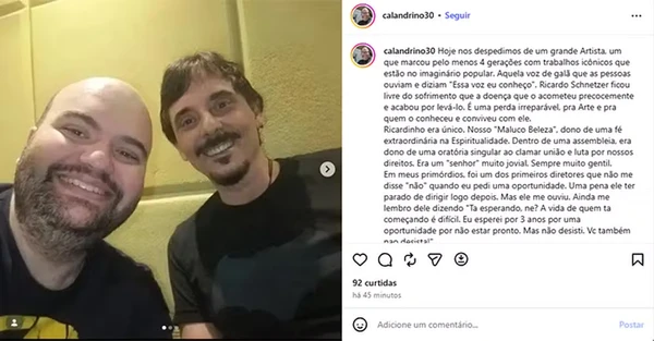 Famosos lamentam a morte do dublador Ricardo Schnetzer por Reprodução/Instagram