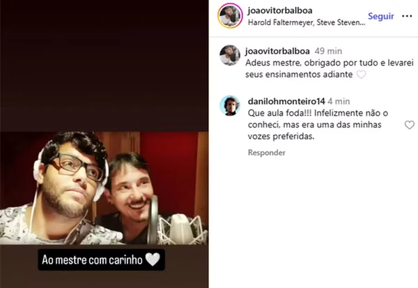 Famosos lamentam a morte do dublador Ricardo Schnetzer por Reprodução/Instagram