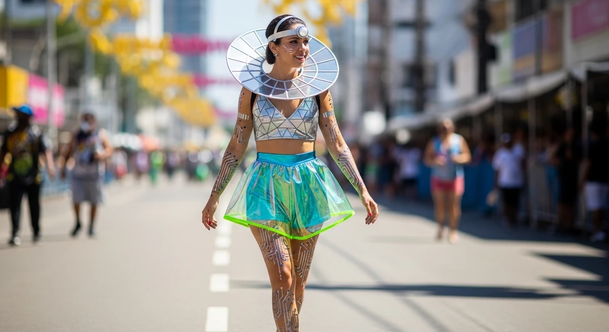 Fantasia para Aquário: Personagem futurista, alienígena ou look alternativo por Imagem gerada por IA