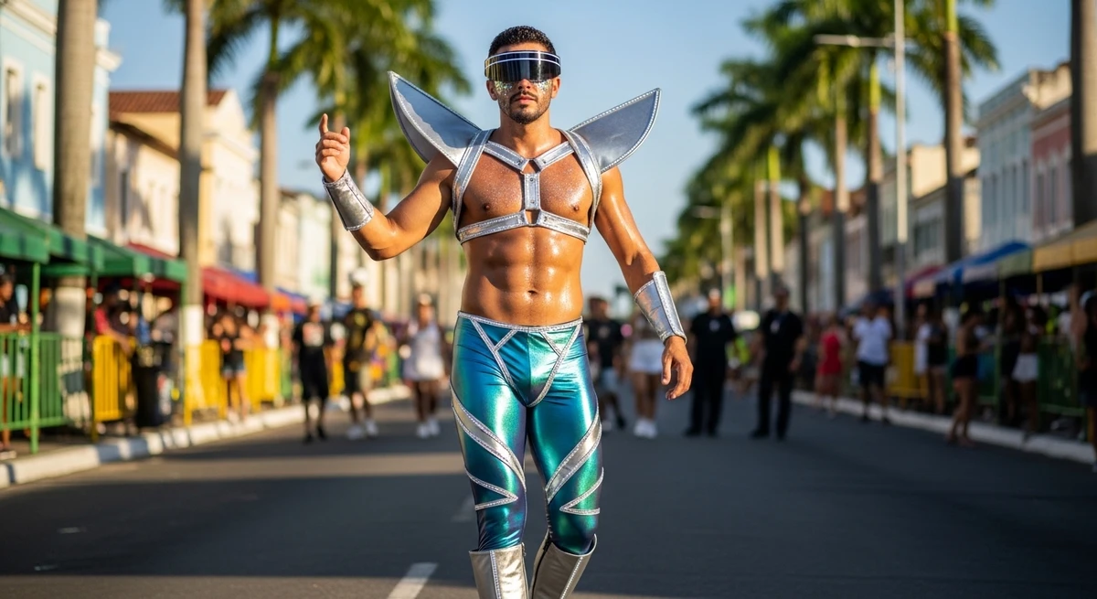 Fantasia para Aquário: Personagem futurista, cientista maluco ou look conceitual por Imagem gerada por IA