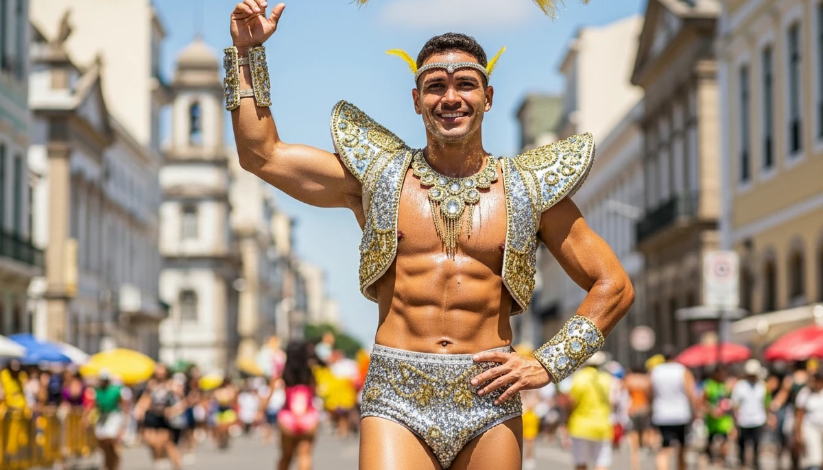 Fantasia para Capricórnio: Passista elegante ou personagem clássico do Carnaval por Imagem gerada por IA
