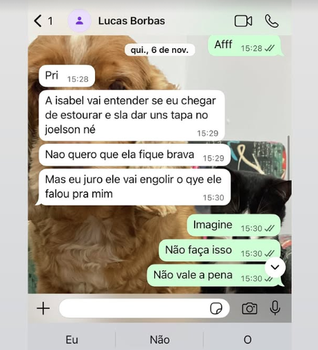 Prints que irmã de Isabel Veloso publicou nas redes sociais por Reprodução | Instagram