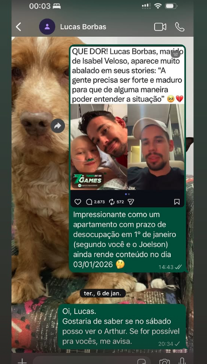 Prints que irmã de Isabel Veloso publicou nas redes sociais por Reprodução | Instagram