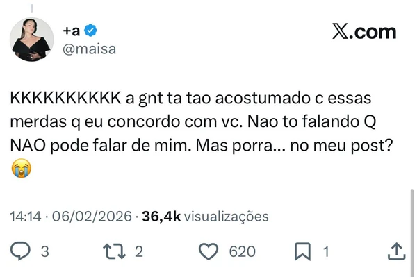 Maisa responde internauta após comentário sobre sua aparência por Reprodução/ X