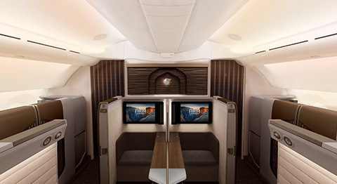 Oman Air investiu em uma versão aprimorada da business class, chamada Business Studio por Oman Air