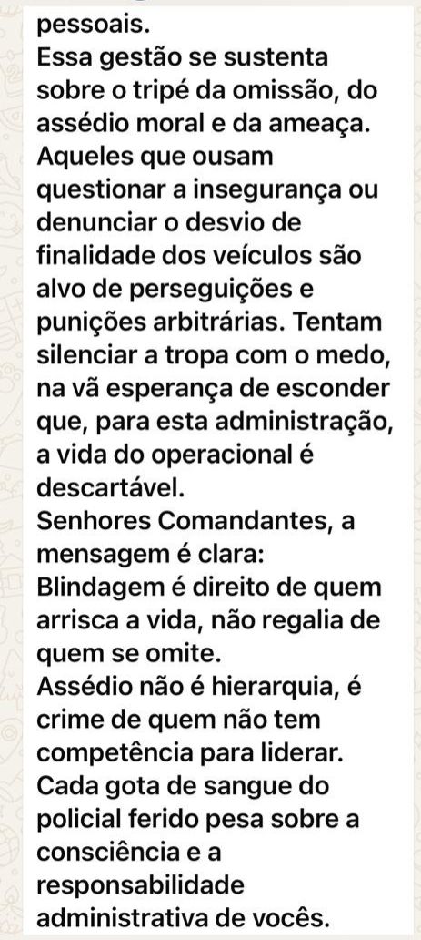 PMs denunciam uso indevido de viaturas blindadas por Divulgação