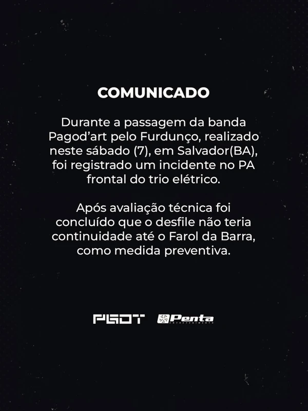 Comunicado da Pagod'art por Reprodução