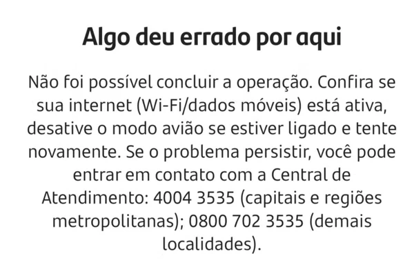 Erro no Santander