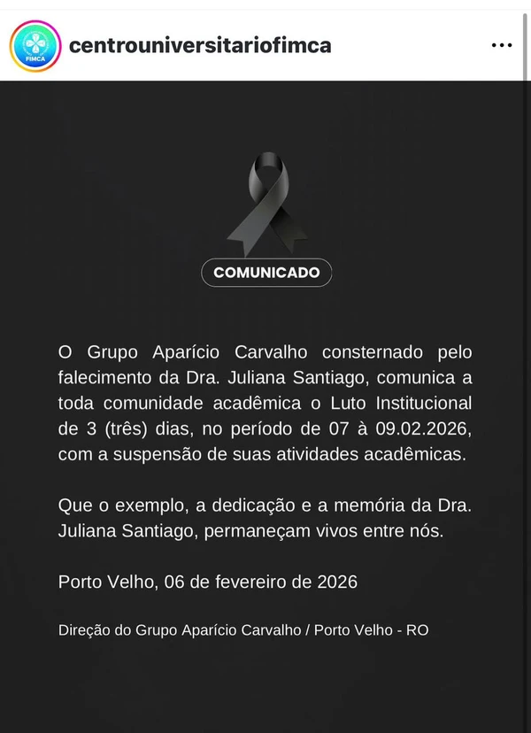 Faculdade lamentou morte por Reprodução