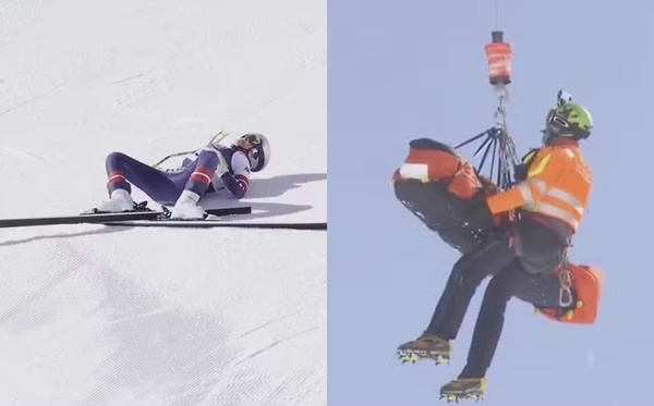 Lindsey Vonn foi resgatada de helicóptero após queda grave no ski downhill