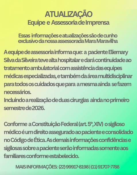 Nota divulgada pela equipe de Mara Maravilha