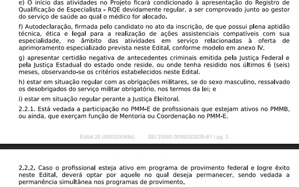 Edital Mais medicos FEV/26 por Edital SGTS