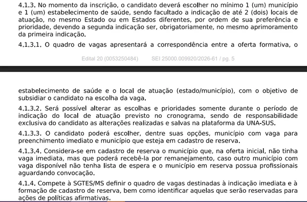 Edital Mais medicos FEV/26 por Edital SGTS