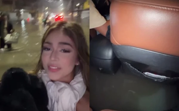 Melody ficou presa em enchente e abandonou carro