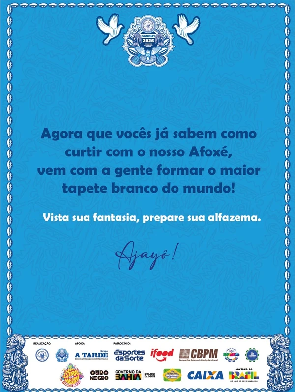 O que pode e o que não pode no Afoxé Filhos de Gandhy por Reprodução/Instagram 