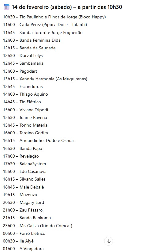 Programação completa do Carnaval no Campo Grande por Comcar