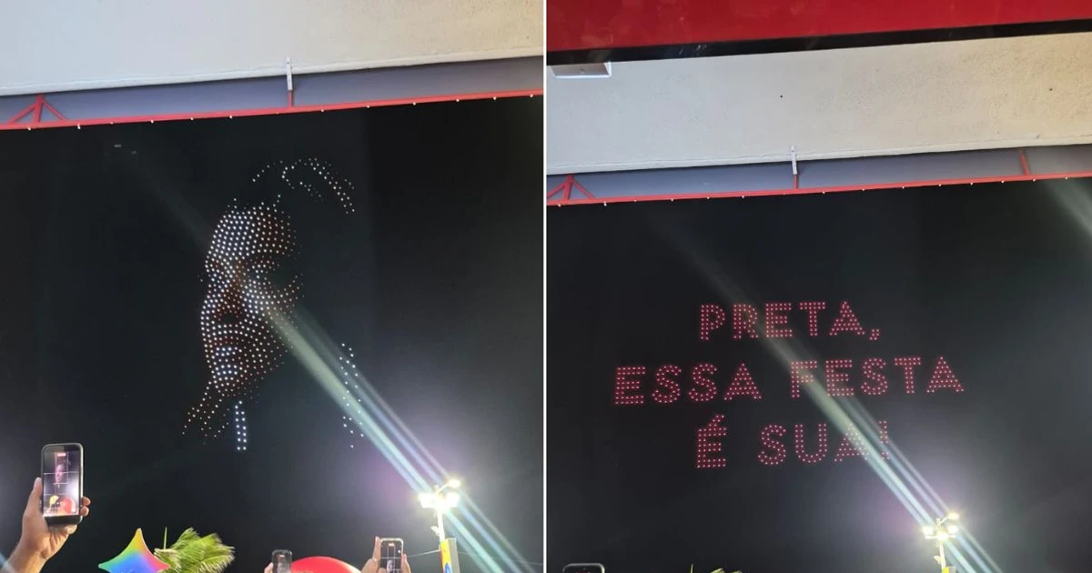Imagem - Drones iluminam o céu em homenagem a Preta Gil e emocionam foliões no Carnaval de Salvador